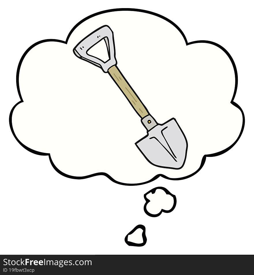 cartoon shovel and thought bubble