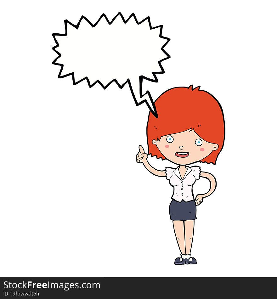 cartoon woman with idea with speech bubble