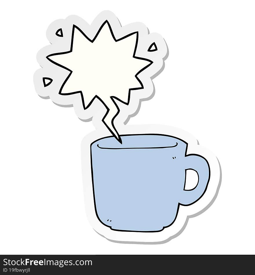 cartoon coffee cup and speech bubble sticker