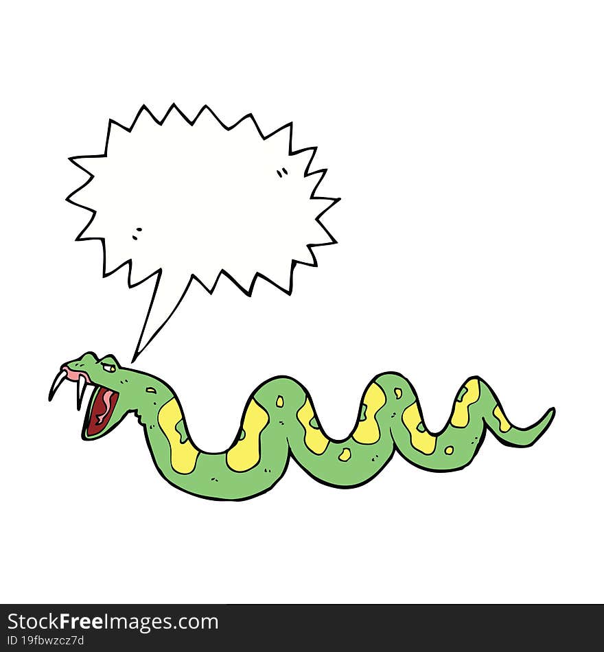 cartoon poisonous snake with speech bubble