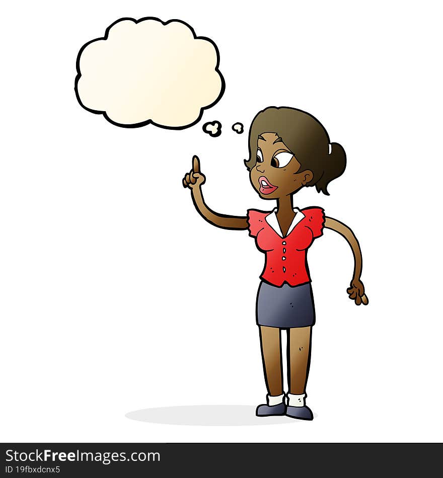 Cartoon Woman With Great Idea With Thought Bubble