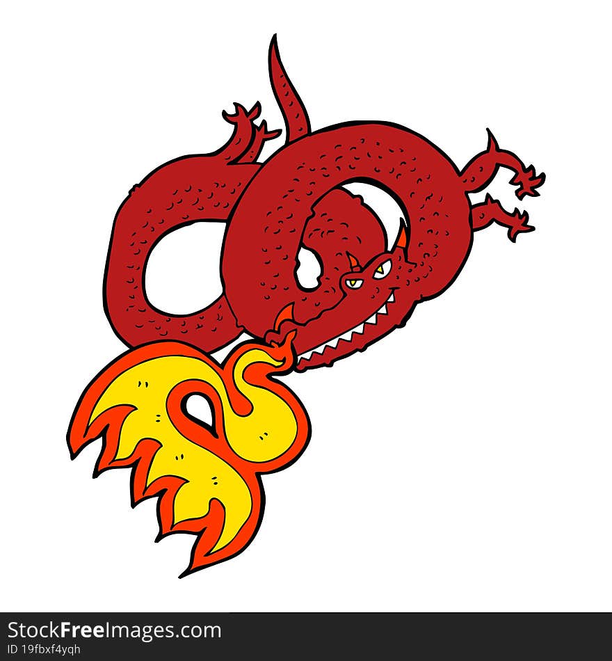 cartoon dragon breathing fire