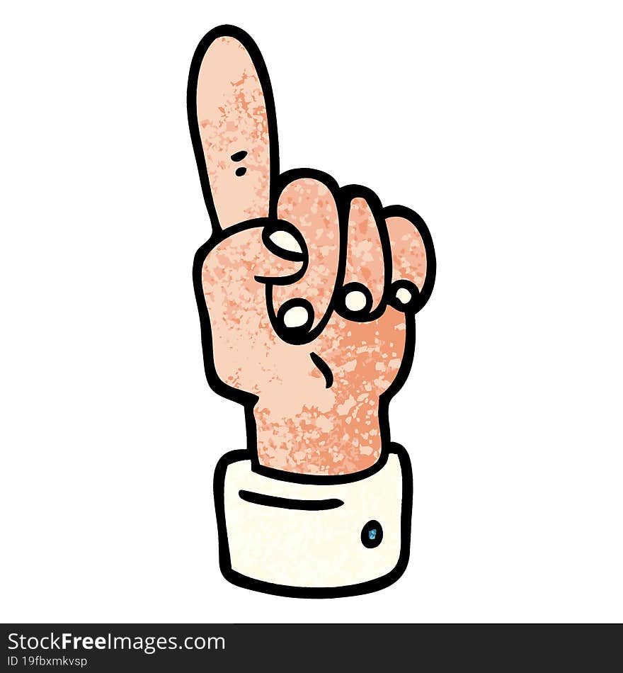 Grunge Textured Illustration Cartoon Pointing Hand