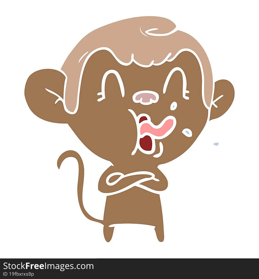 crazy flat color style cartoon monkey