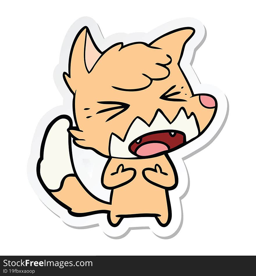 sticker of a angry cartoon fox