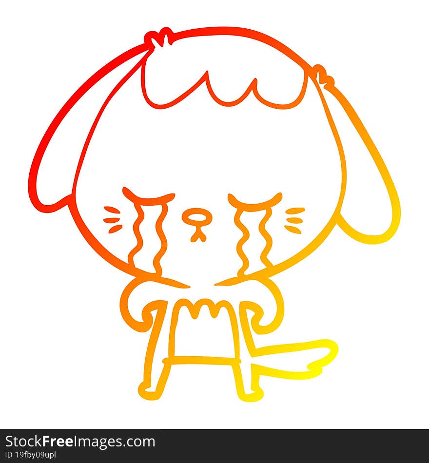 warm gradient line drawing cartoon crying dog