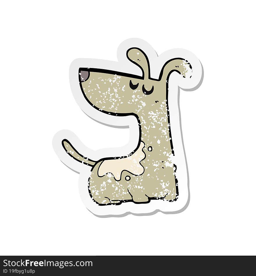 retro distressed sticker of a cartoon happy dog