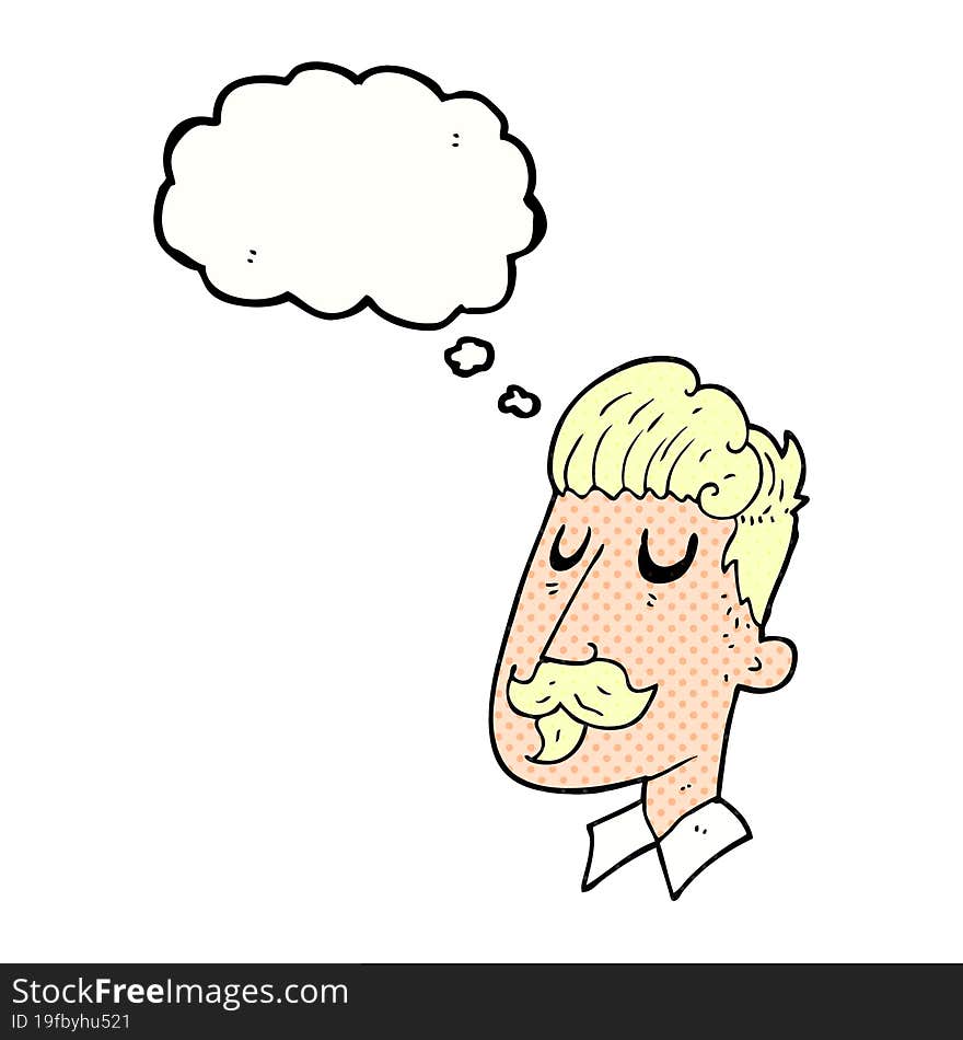 thought bubble cartoon man with mustache