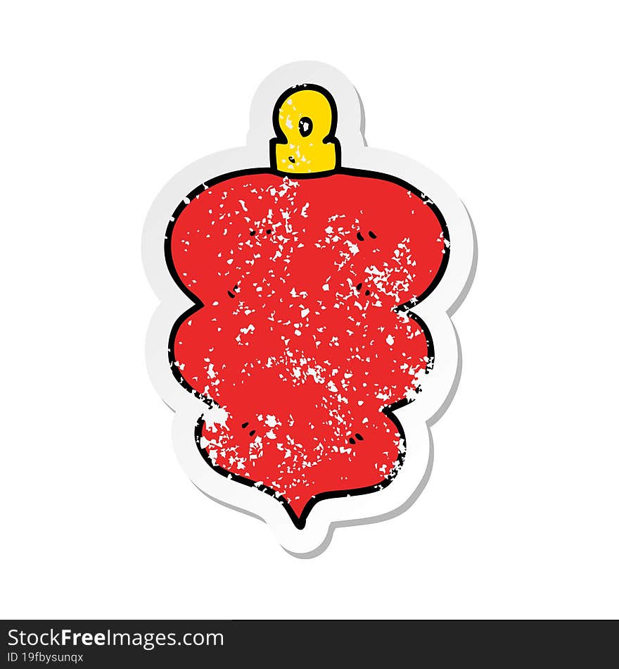 Distressed Sticker Of A Cartoon Christmas Bauble