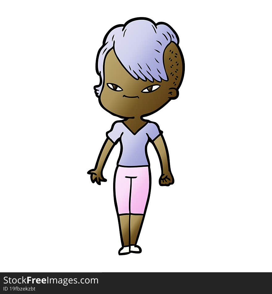 cute cartoon girl with hipster haircut. cute cartoon girl with hipster haircut