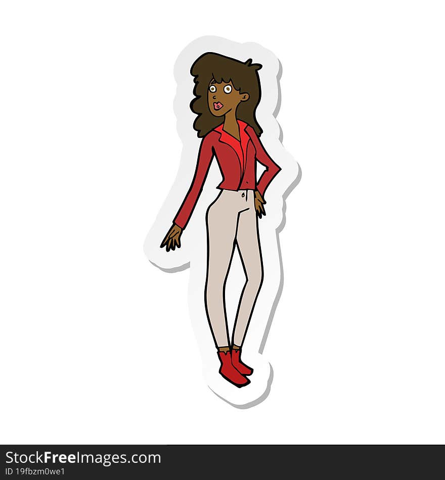 Sticker Of A Cartoon Pretty Woman