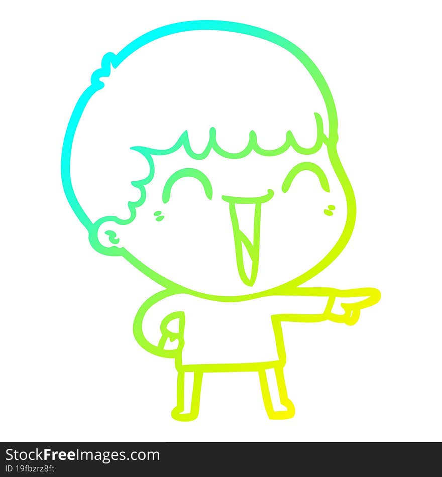 Cold Gradient Line Drawing Cartoon Happy Man