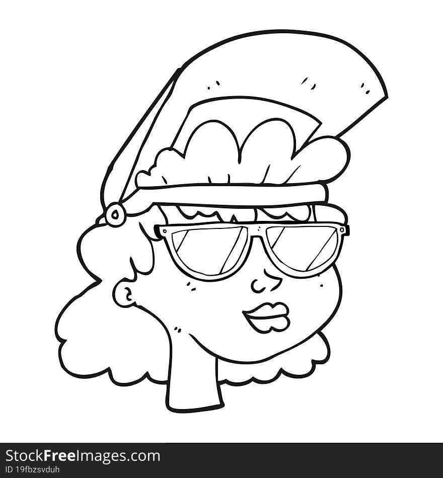 Black And White Cartoon Woman With Welding Mask And Glasses