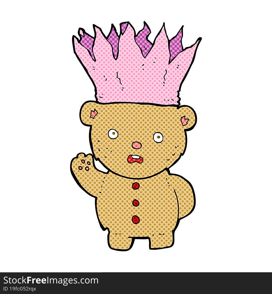 Cartoon Teddy Bear Wearing Paper Crown