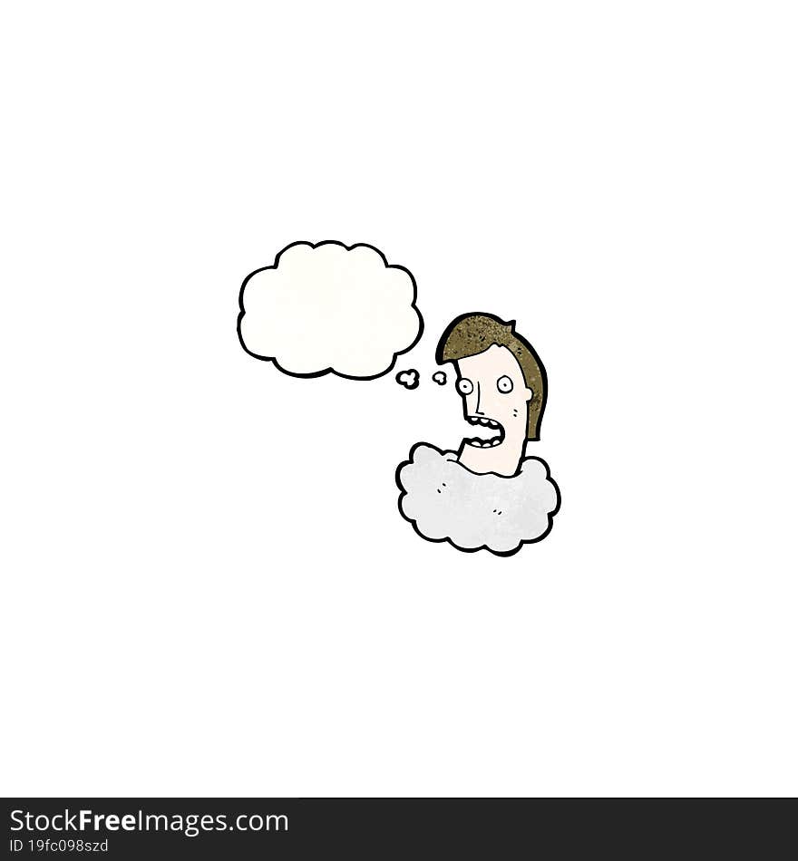 cartoon man\'s head in cloud