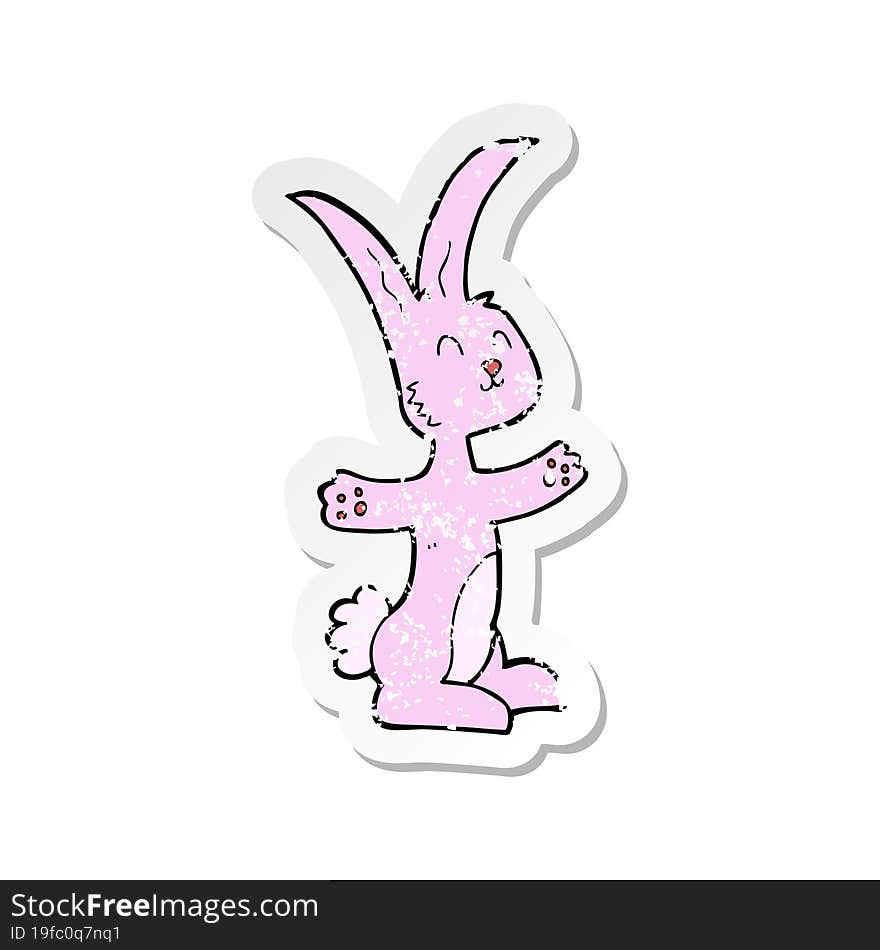 retro distressed sticker of a cartoon rabbit