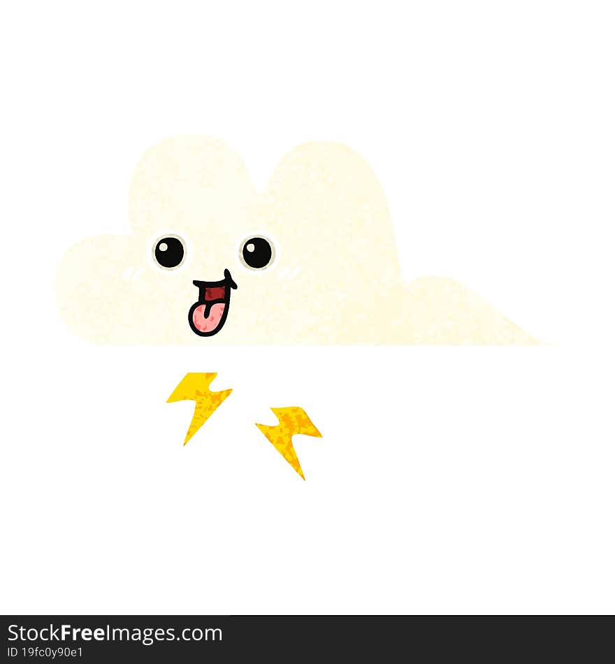 retro illustration style cartoon of a storm cloud