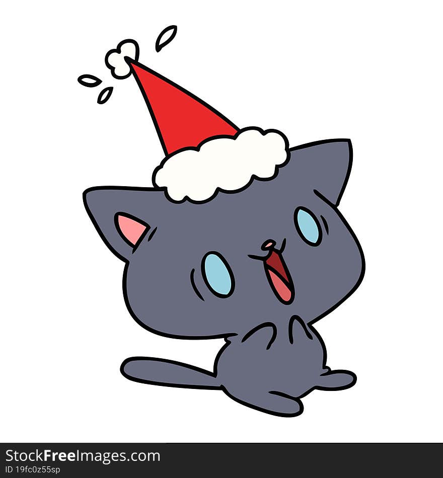 christmas cartoon of kawaii cat