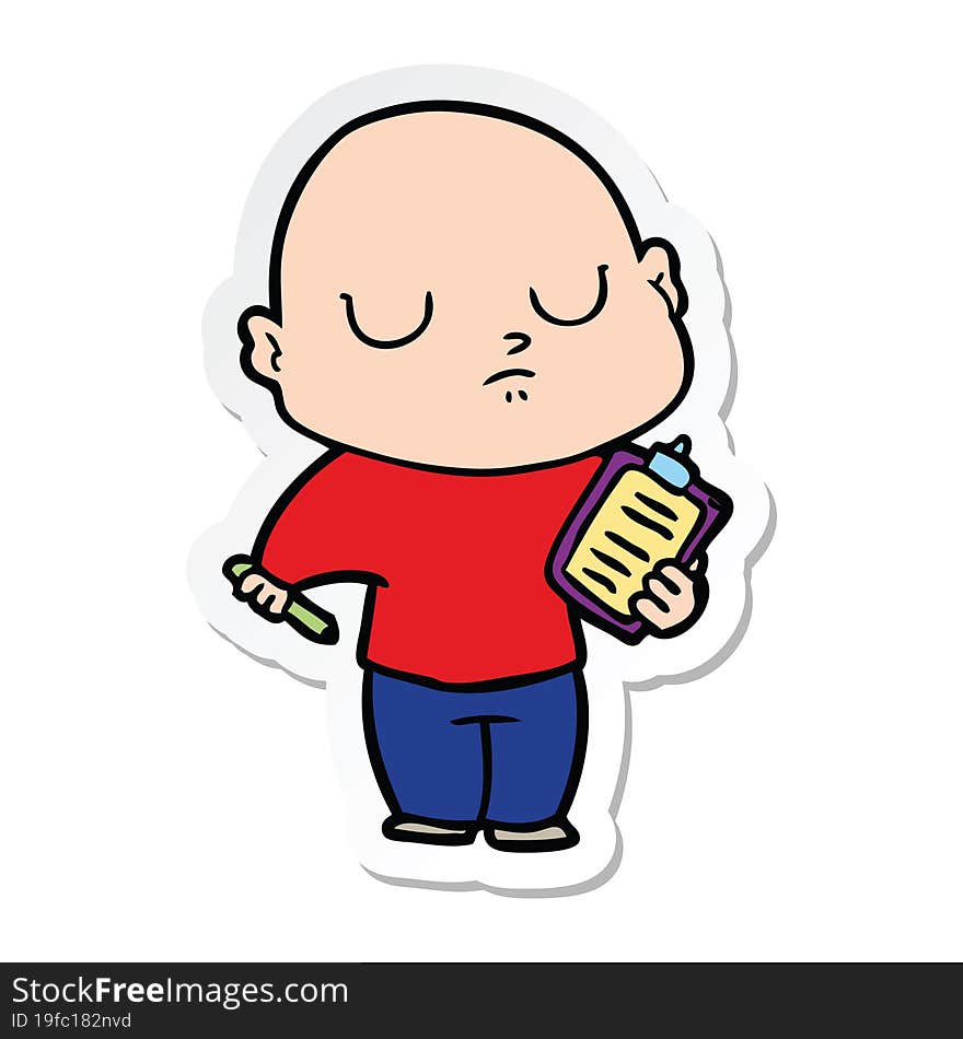 sticker of a cartoon bald man