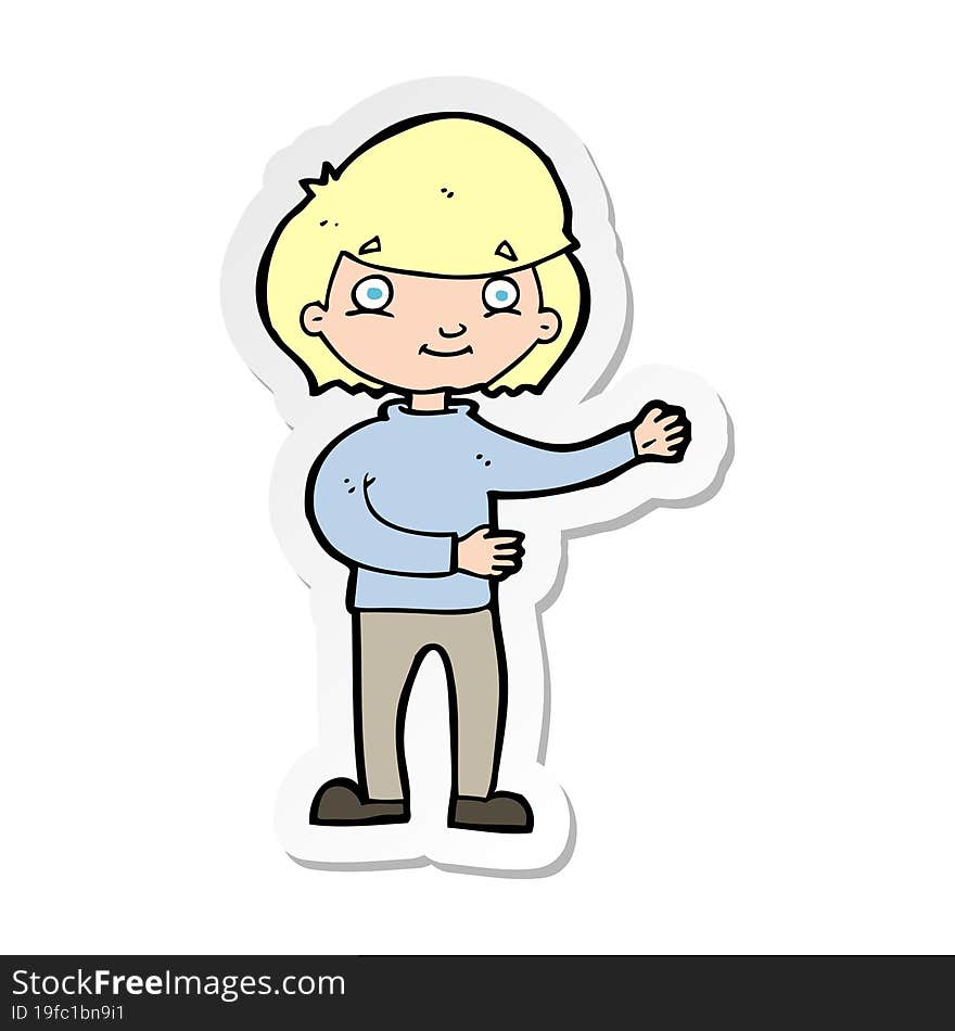 sticker of a cartoon happy person