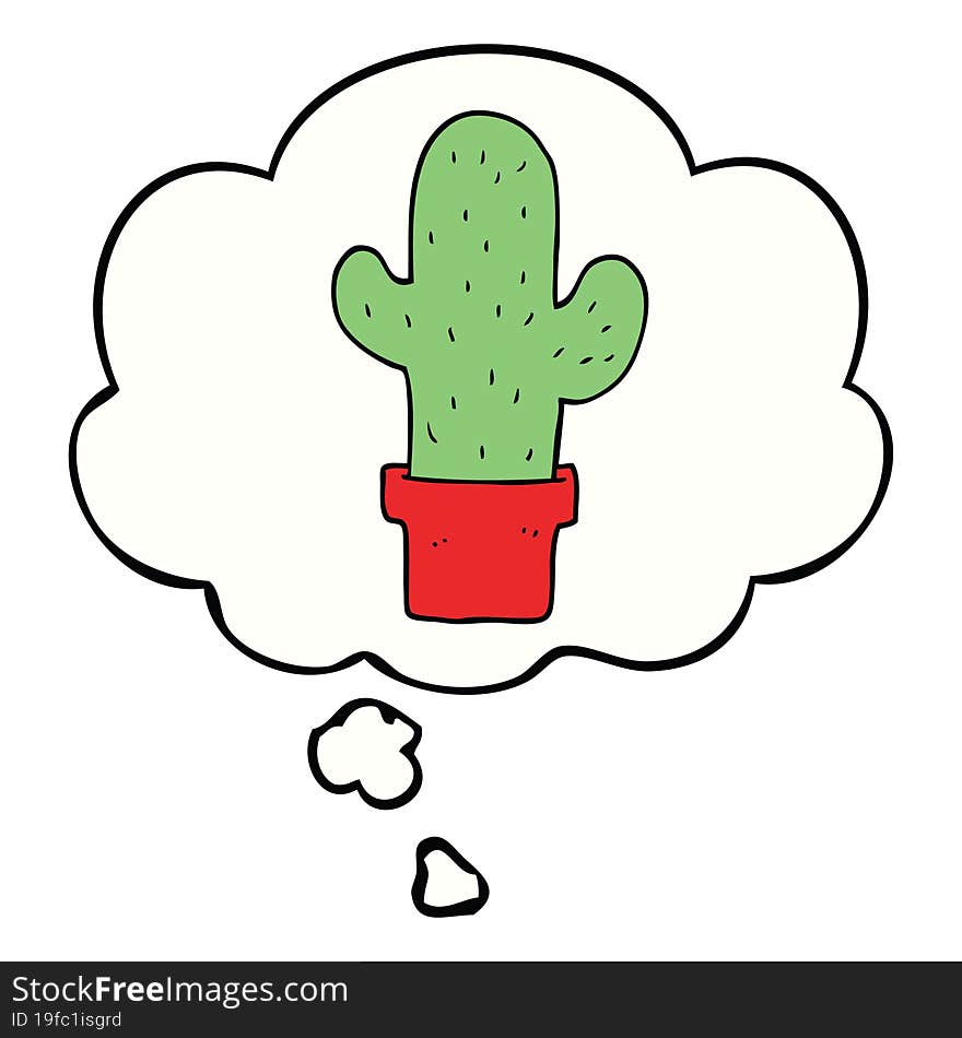 cartoon cactus and thought bubble