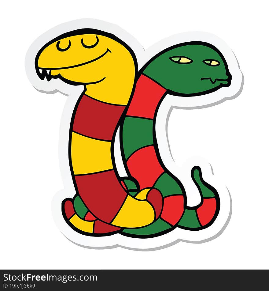 Sticker Of A Cartoon Snakes