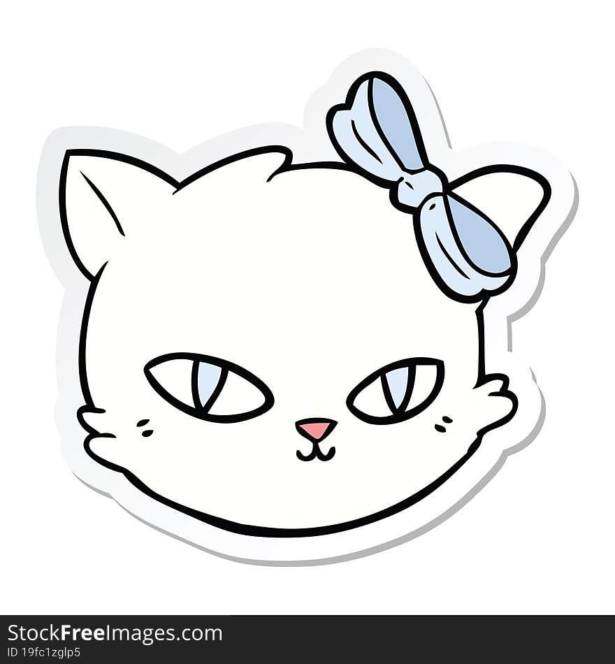 sticker of a cartoon cat wearing bow