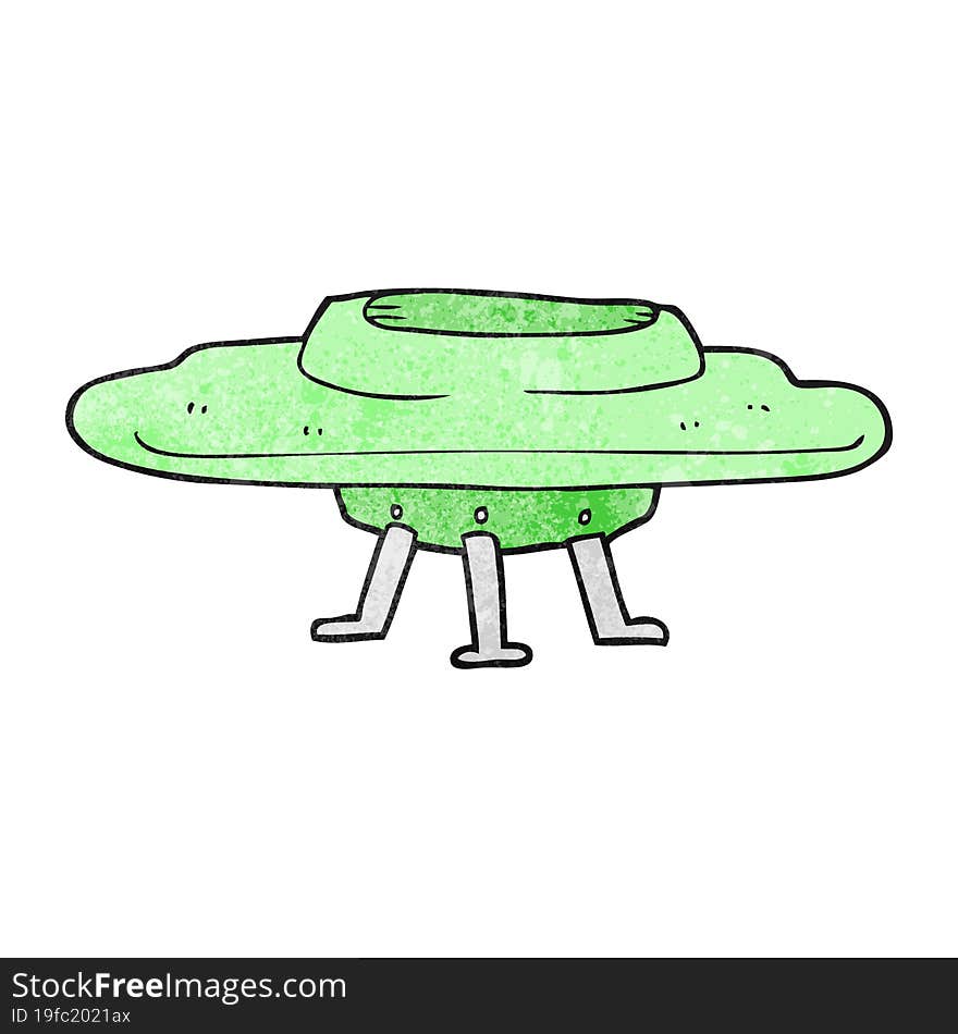 freehand textured cartoon flying saucer