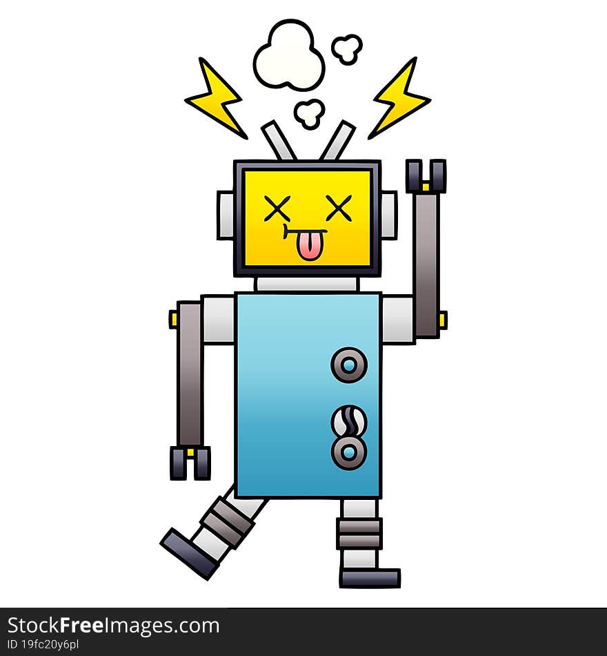 gradient shaded cartoon robot malfunction