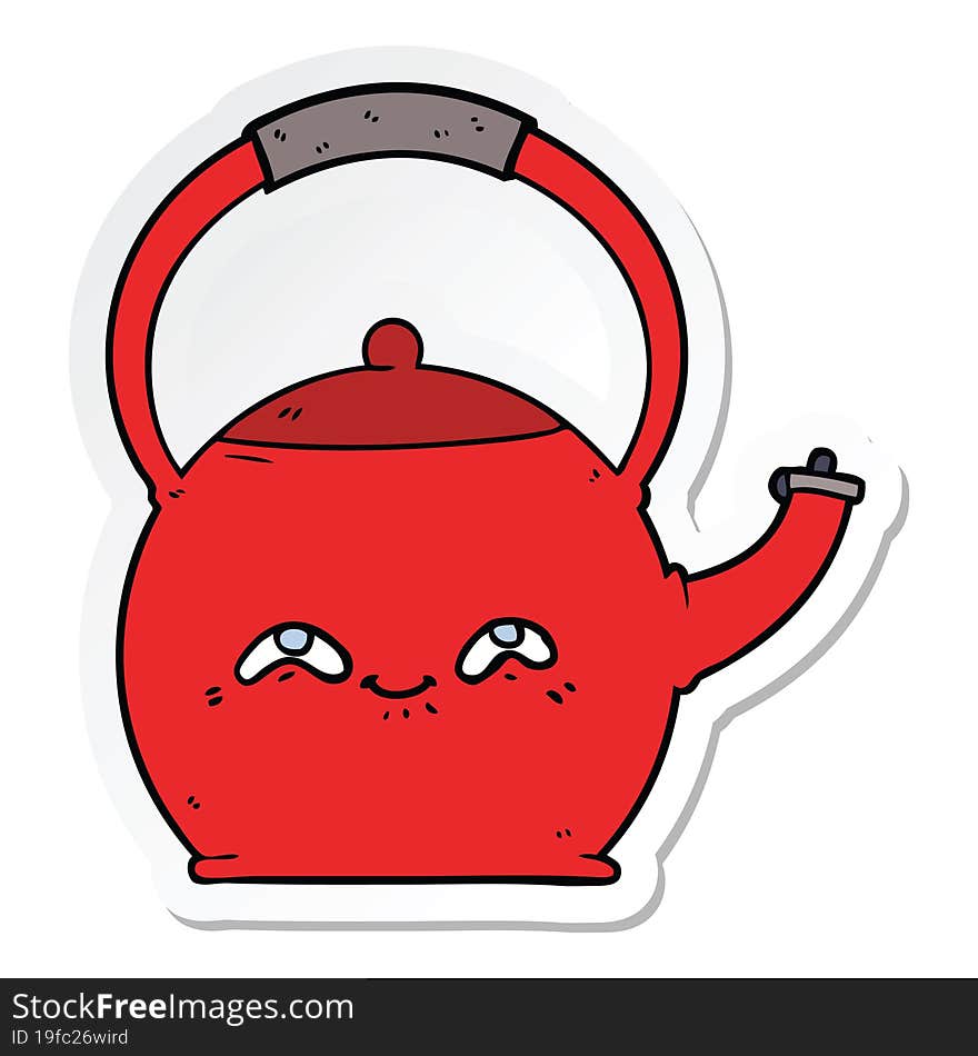 sticker of a cartoon kettle