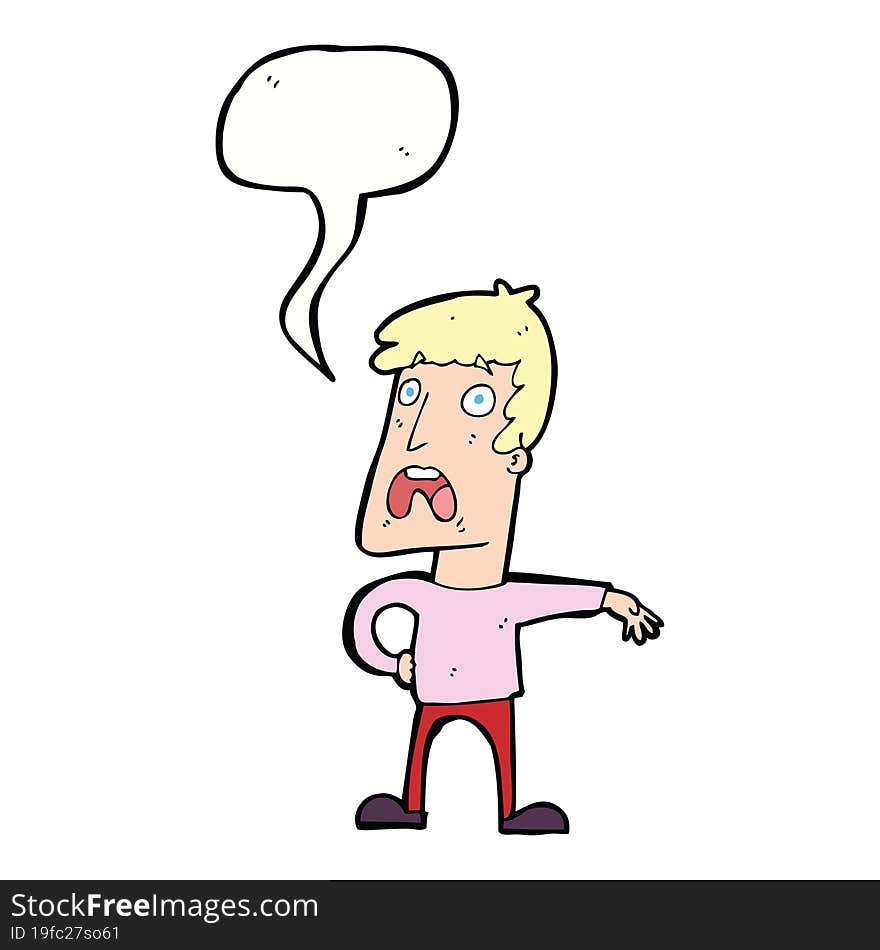 Cartoon Complaining Man With Speech Bubble