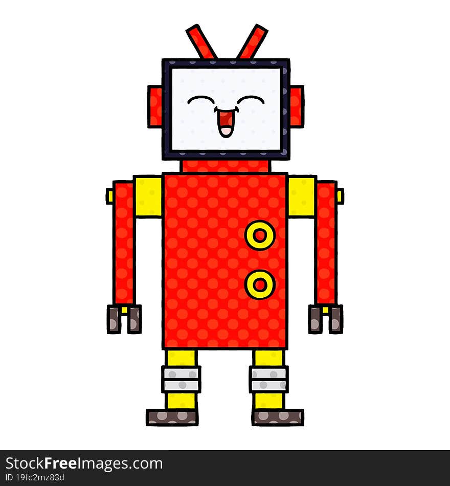 comic book style cartoon robot