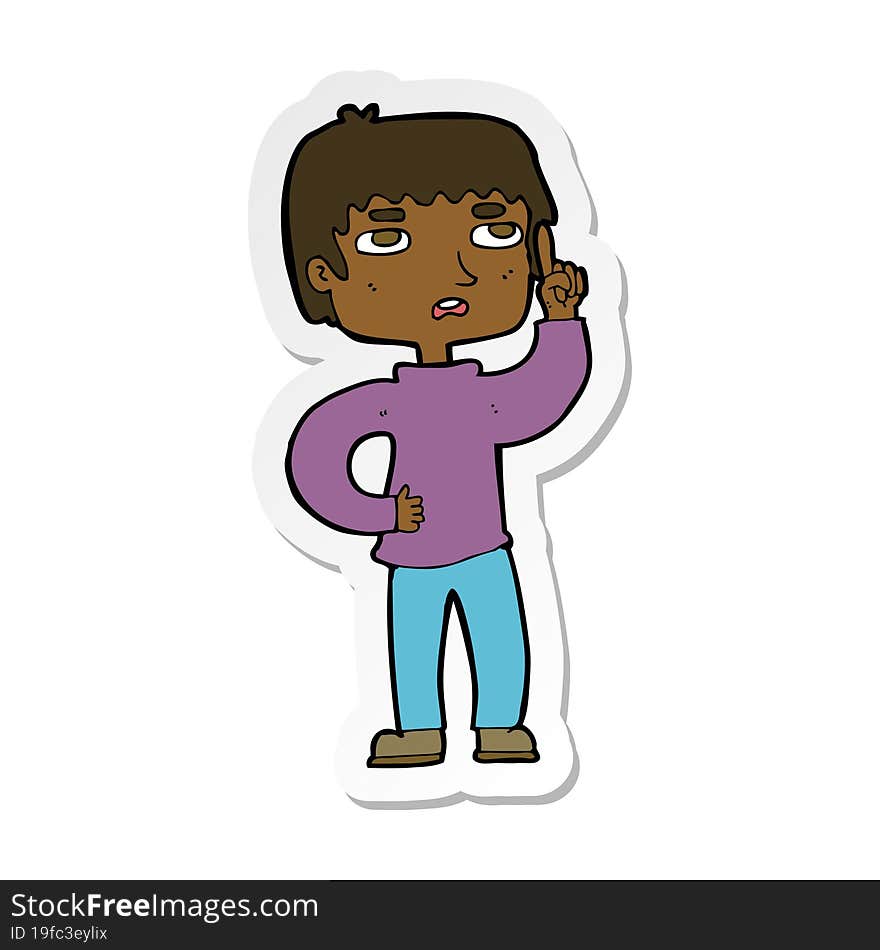 Sticker Of A Cartoon Boy With Question