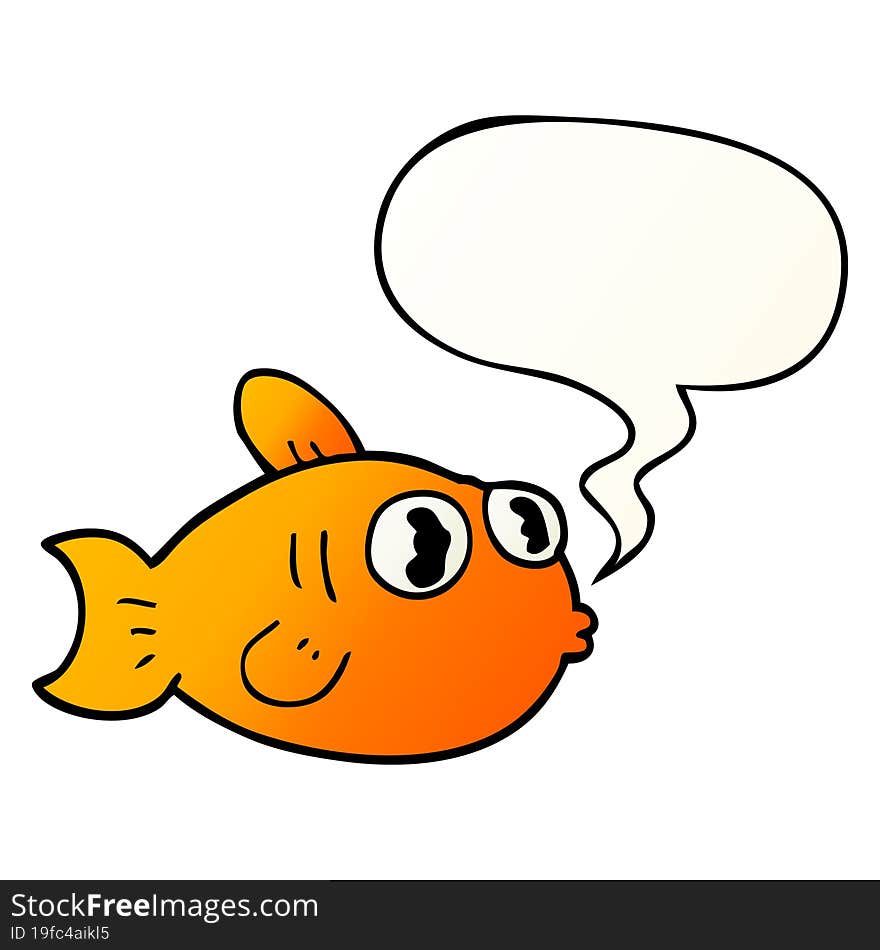 cartoon fish and speech bubble in smooth gradient style