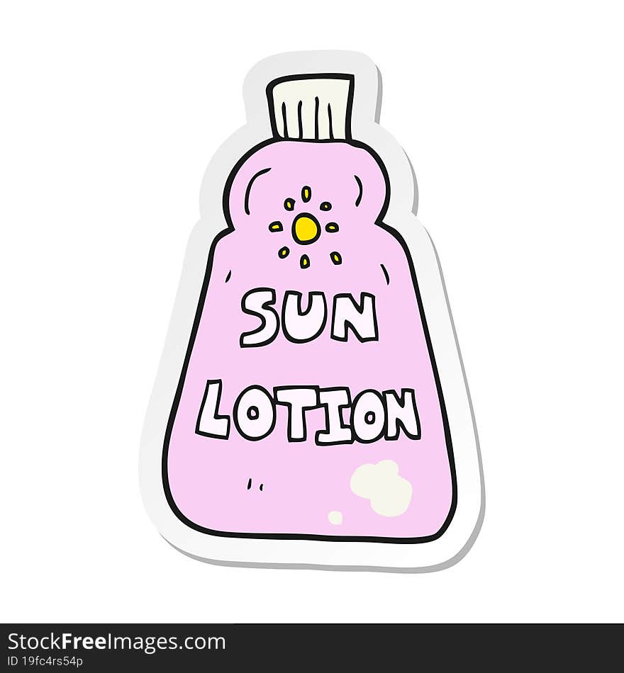 sticker of a cartoon sun lotion