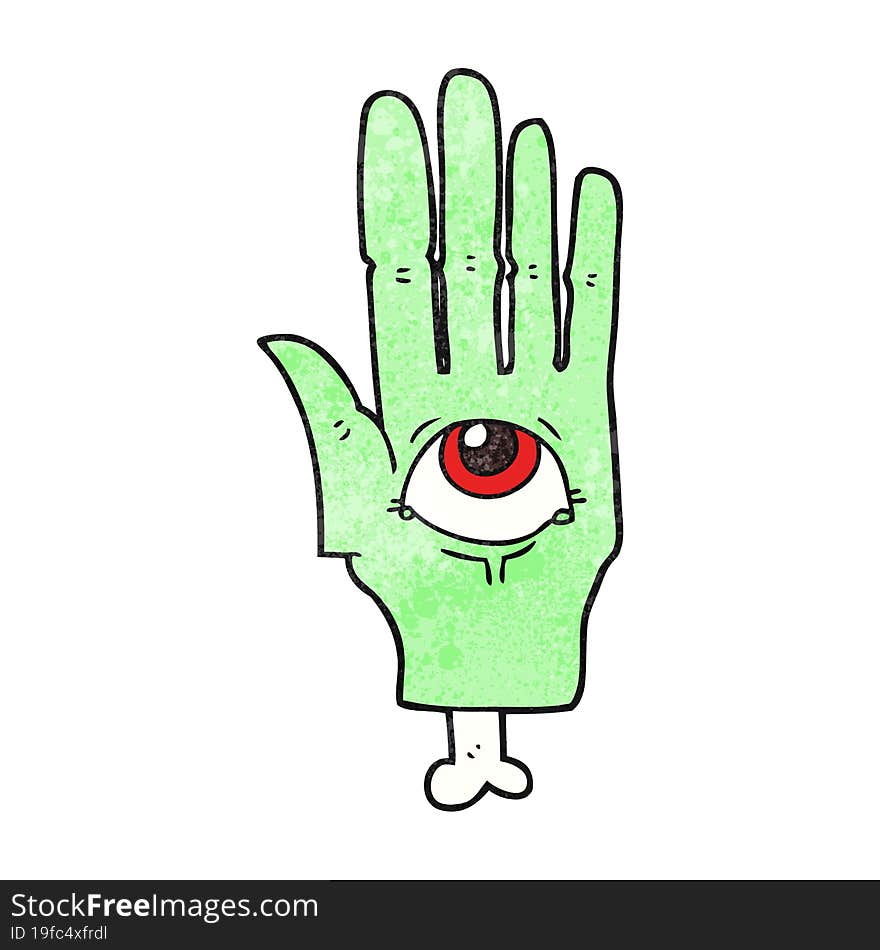 freehand textured cartoon spooky eye hand