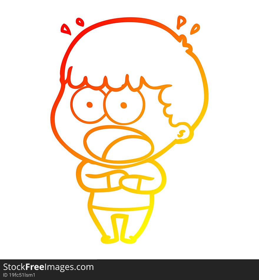 Warm Gradient Line Drawing Cartoon Shocked Man