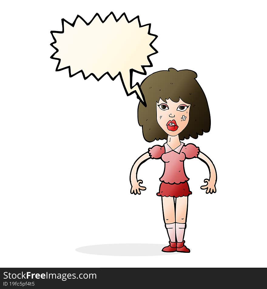 Cartoon Girl Fight With Speech Bubble