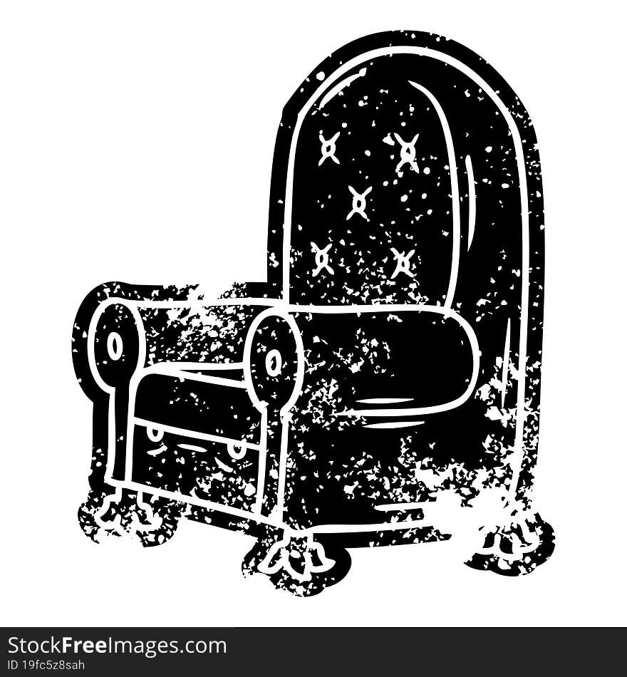 grunge icon drawing of a blue arm chair