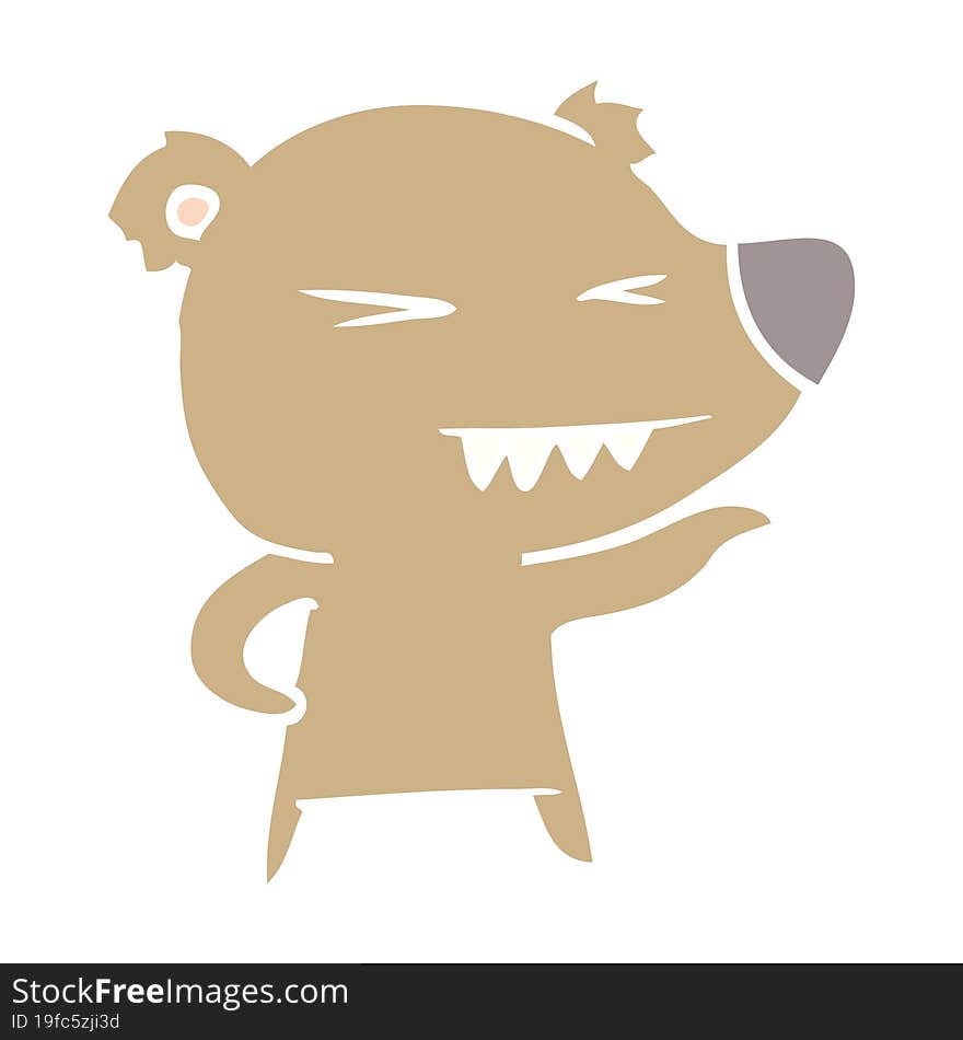 angry bear flat color style cartoon