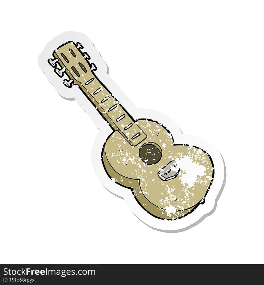 retro distressed sticker of a cartoon guitar