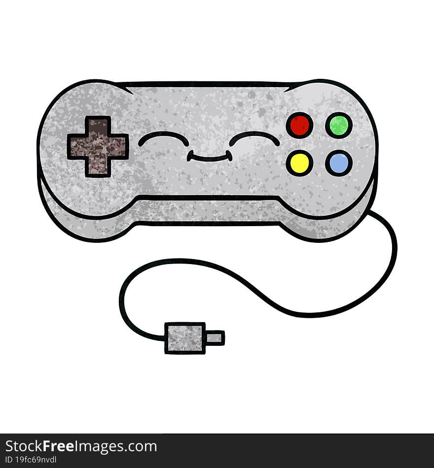 retro grunge texture cartoon of a game controller