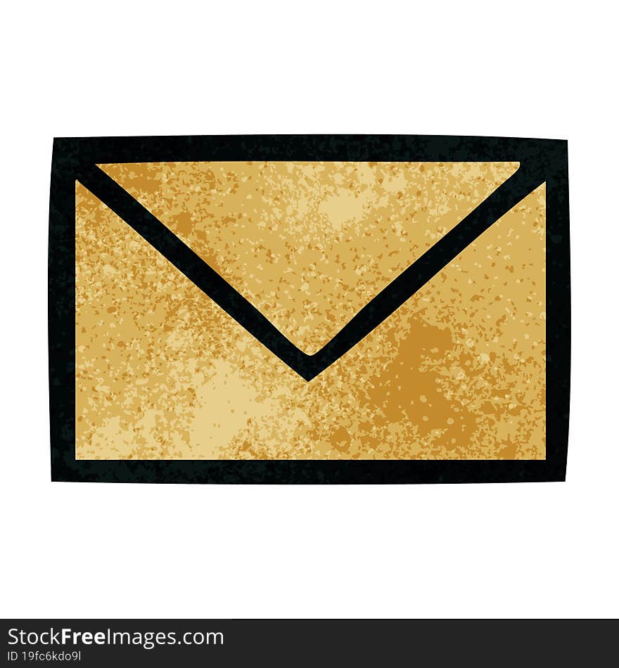 retro grunge texture cartoon of a paper envelope