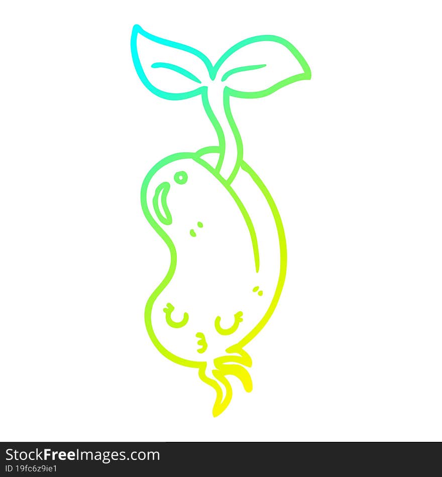 cold gradient line drawing cartoon sprouting bean