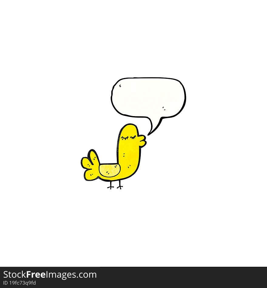 cartoon funny bird with speech bubble