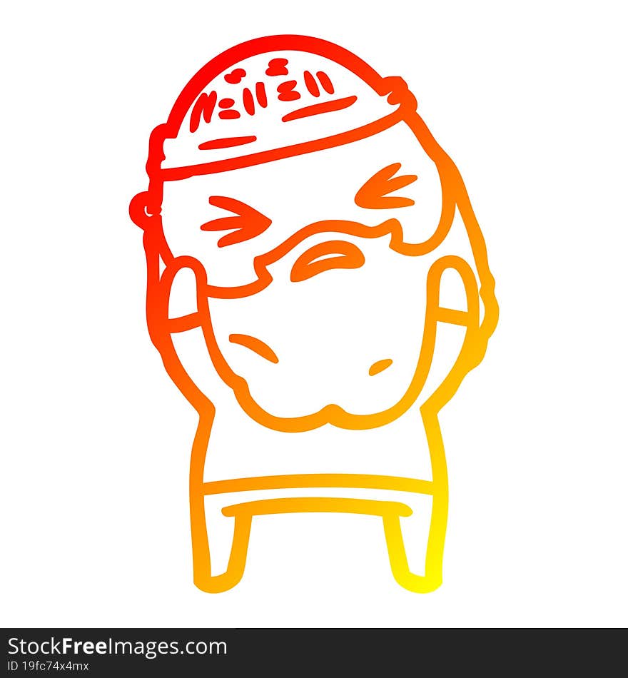 warm gradient line drawing cartoon man with beard