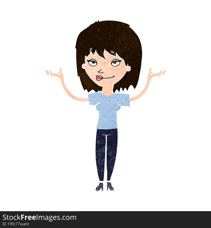 cartoon woman shrugging