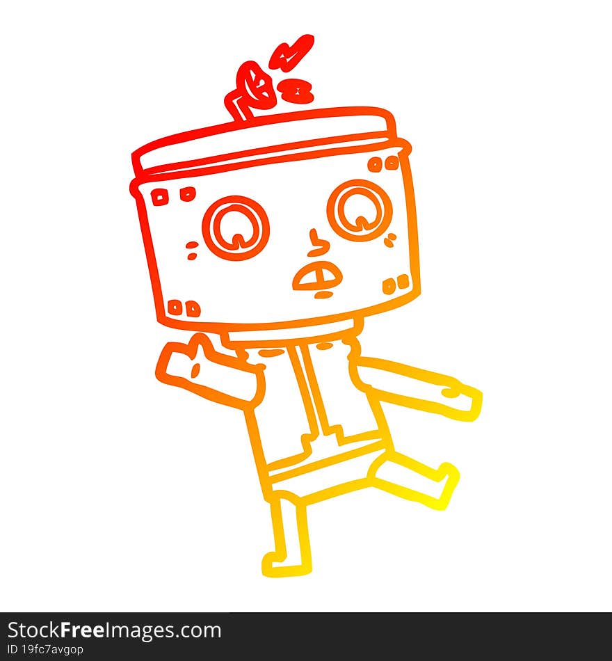 warm gradient line drawing of a cartoon robot