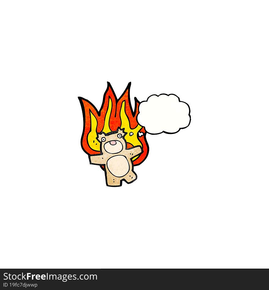 flaming teddy bear cartoon