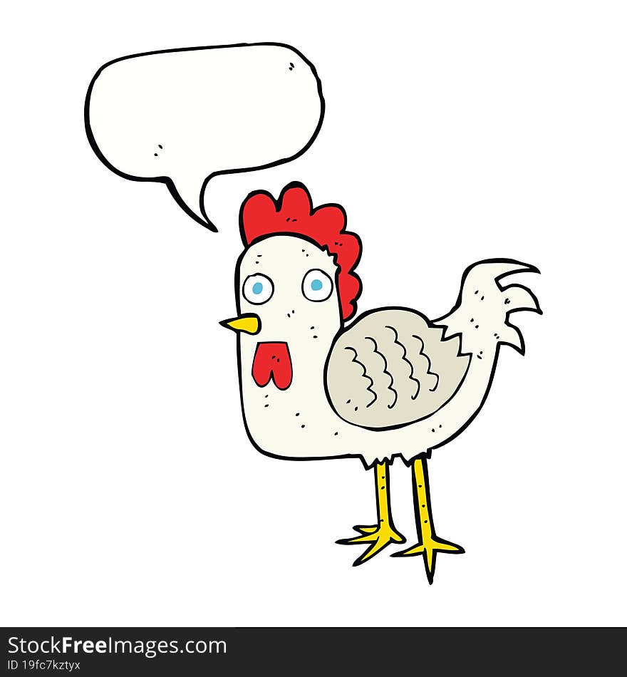 Cartoon Chicken With Speech Bubble